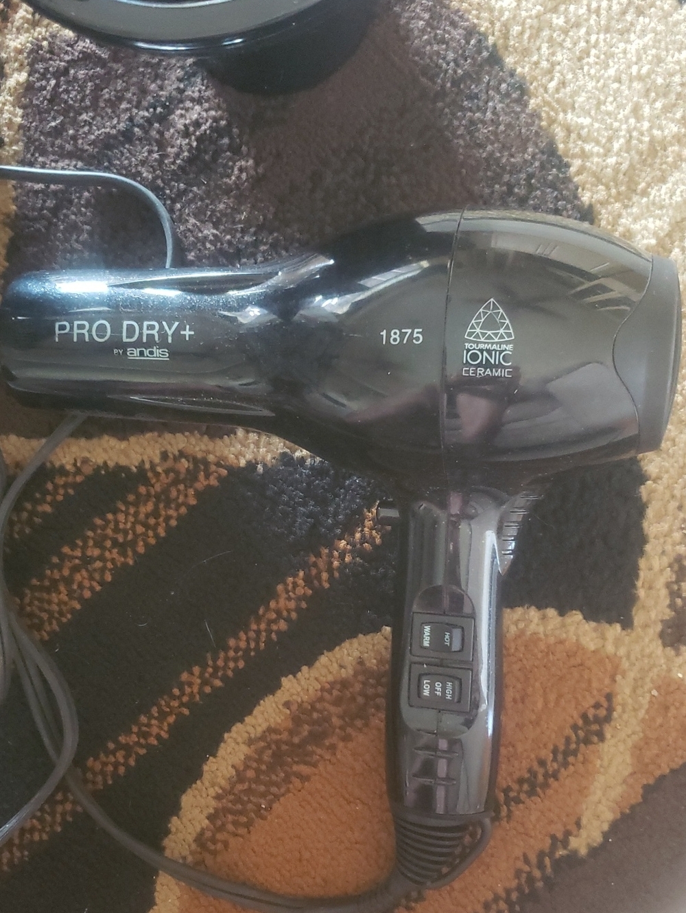 Andis Pro Dry+ Black Ionic Ceramic Hair Dryer Plus Attachments And Brush